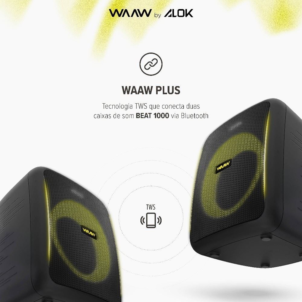 Caixa de Som Bluetooth Waaw Alok Speaker Beat 1000