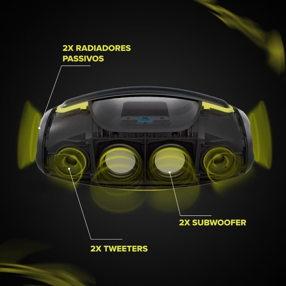 Caixa De Som Bluetooth Waaw By Alok 180W Rms Hyperboom 1000 - Preto