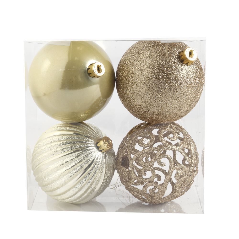 Caixa Mix Bola de Natal Dourada com 4 Unidades Havan Casa - ST79403