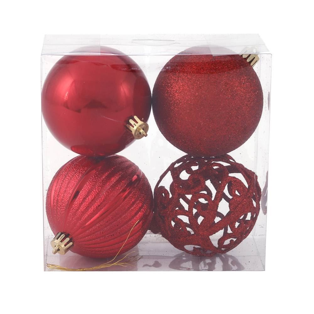 Caixa Mix Bola De Natal Vermelha Com 4 Unidades Havan Casa - ST79404