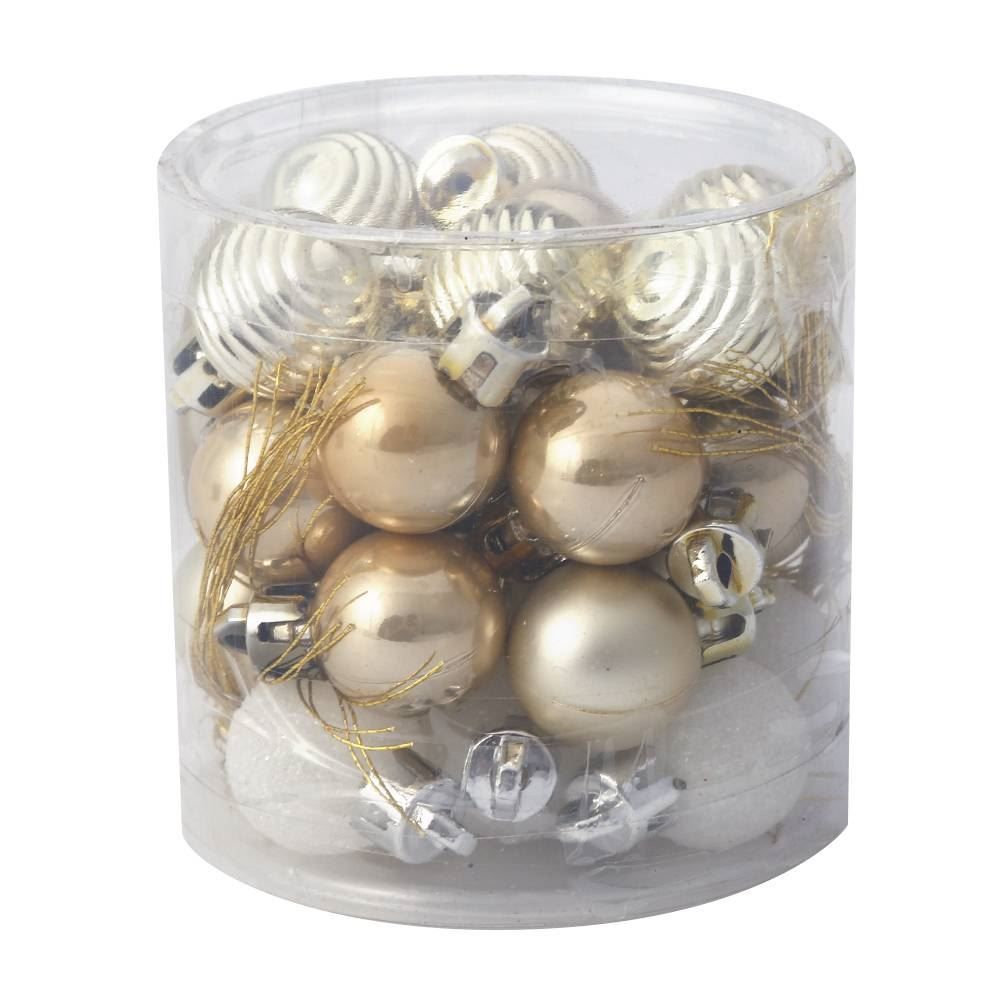 Caixa Mix Bolas De Natal Dourada E Branca 30 Unidades Tuut - 31603