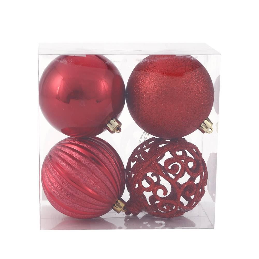 Caixa Mix Bolas De Natal Vermelho 4 Unidades Havan Casa - ST79402