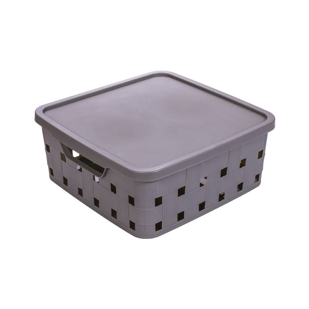 Caixa Organizadora com Tampa Fita 11 Litros Plasútil - Cinza