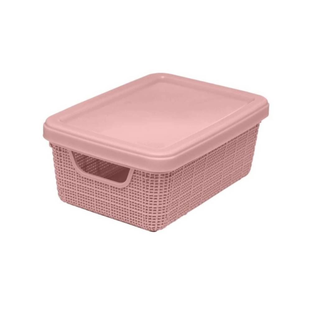 Caixa Organizadora Com Tampa Juta Jaguar 1,8 Litros - Rose