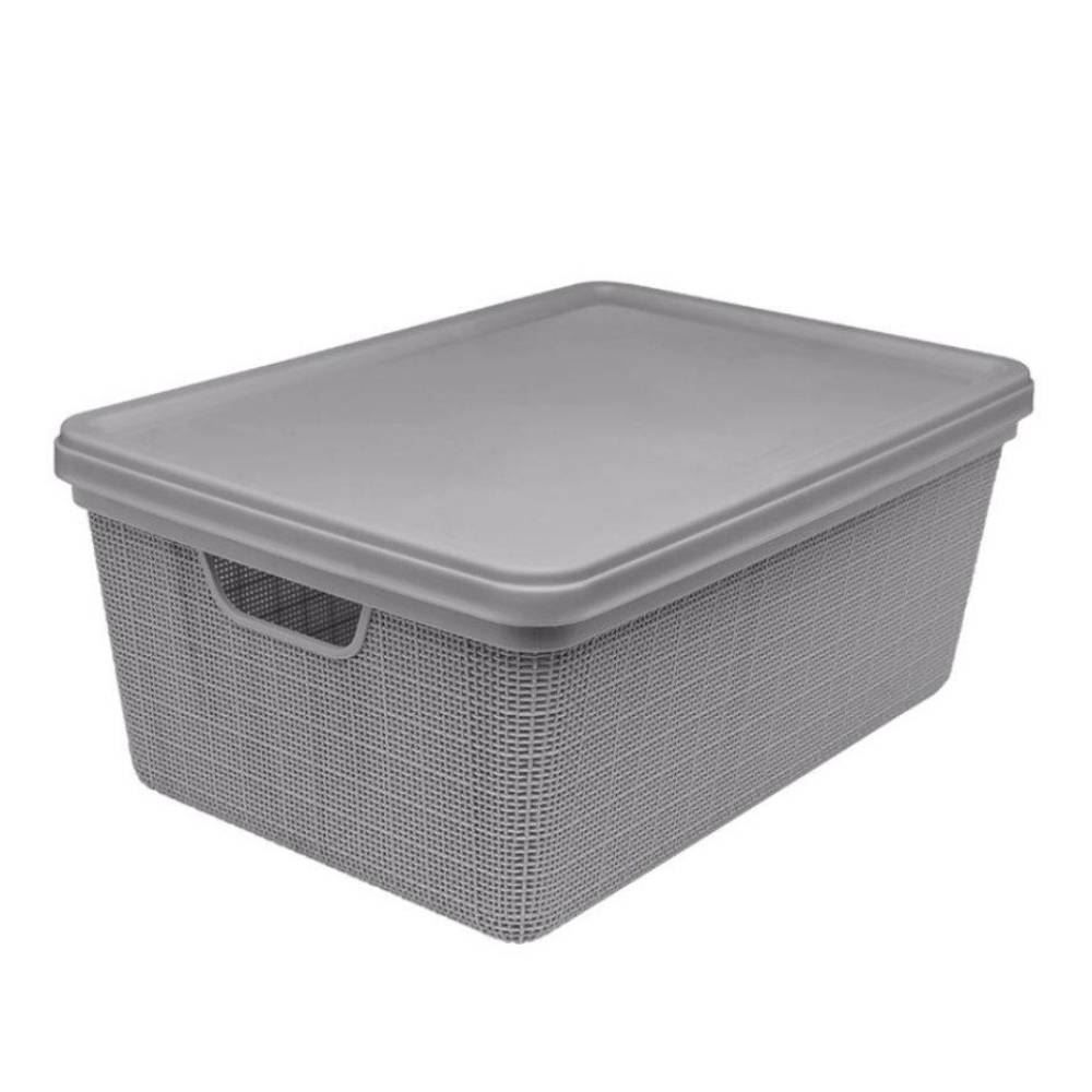 Caixa Organizadora Com Tampa Juta Jaguar 15 Litros - Cinza