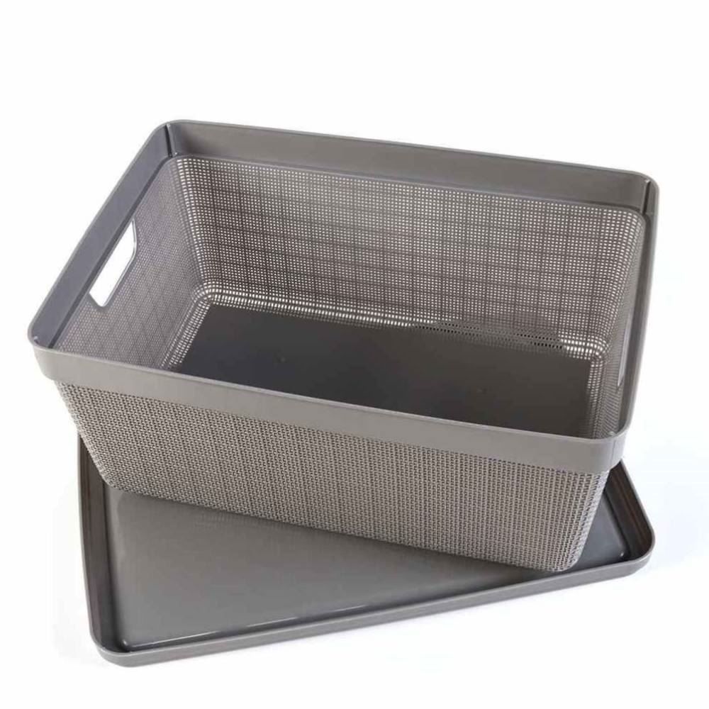 Caixa Organizadora Com Tampa Juta Jaguar 15 Litros - Cinza