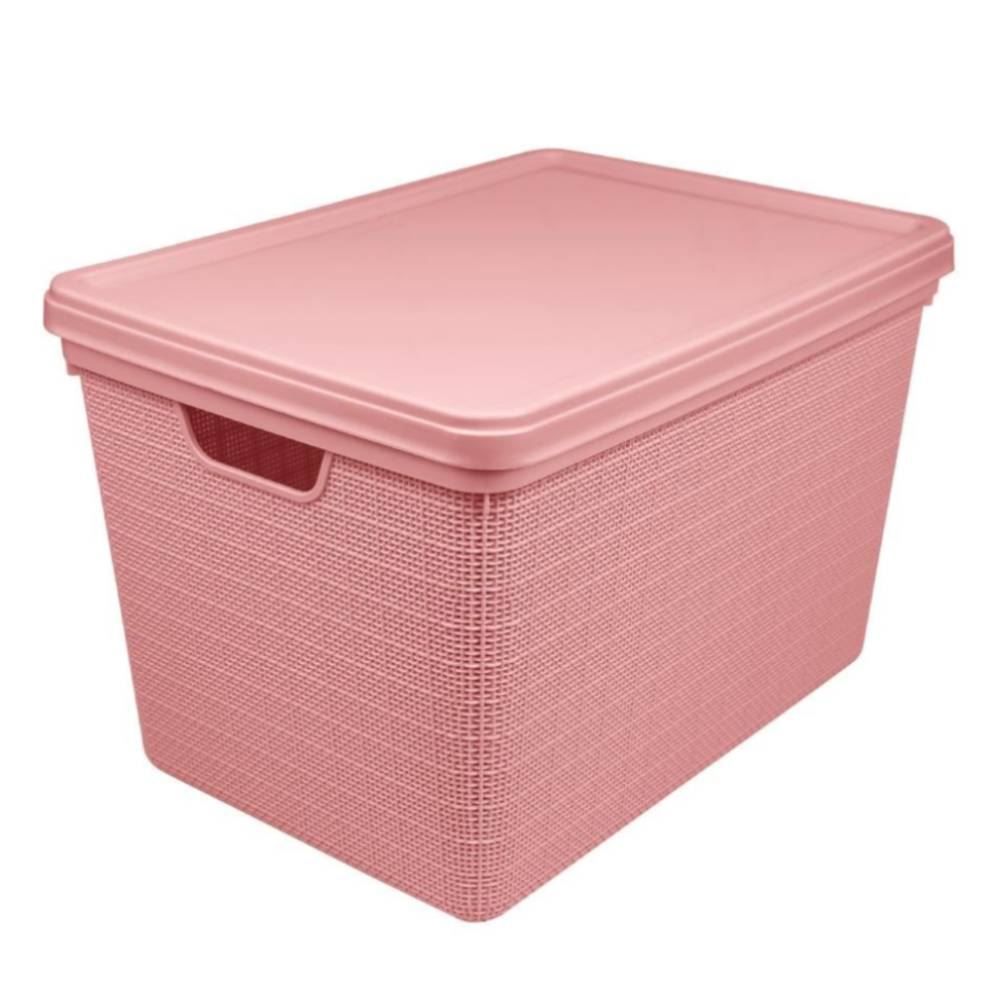 Caixa Organizadora Com Tampa Juta Jaguar 22 Litros - Rose