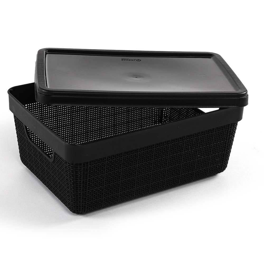 Caixa Organizadora Com Tampa Juta Jaguar 5 Litros - Preto