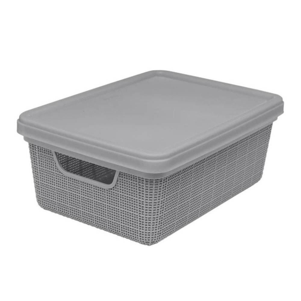 Caixa Organizadora Com Tampa Juta Jaguar 5 Litros - Cinza