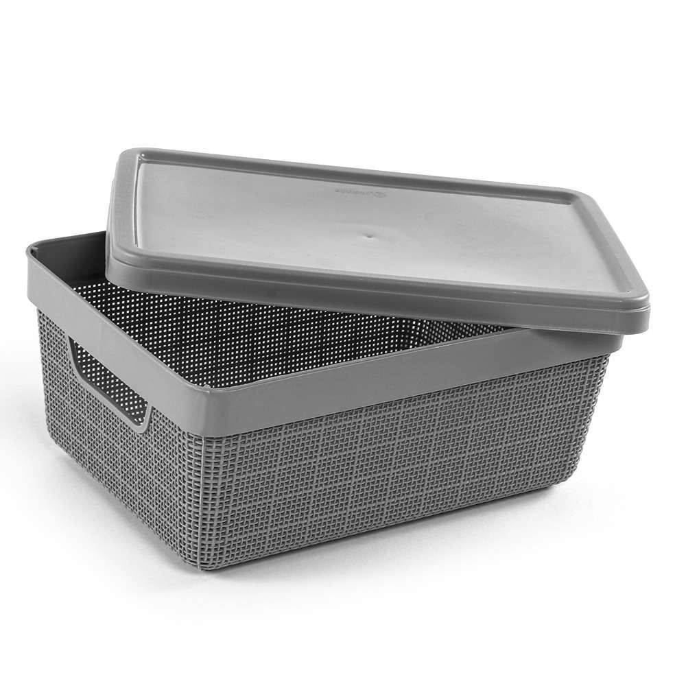 Caixa Organizadora Com Tampa Juta Jaguar 5 Litros - Cinza