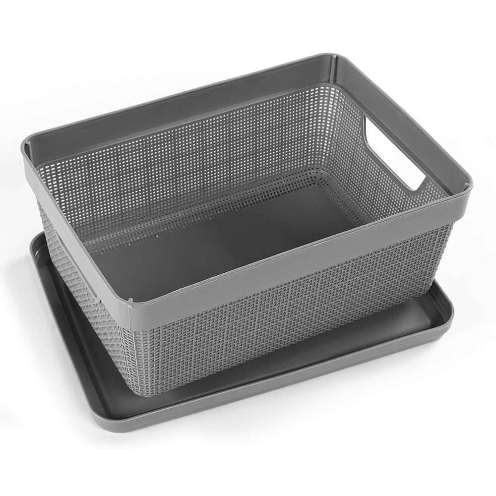 Caixa Organizadora Com Tampa Juta Jaguar 5 Litros - Cinza