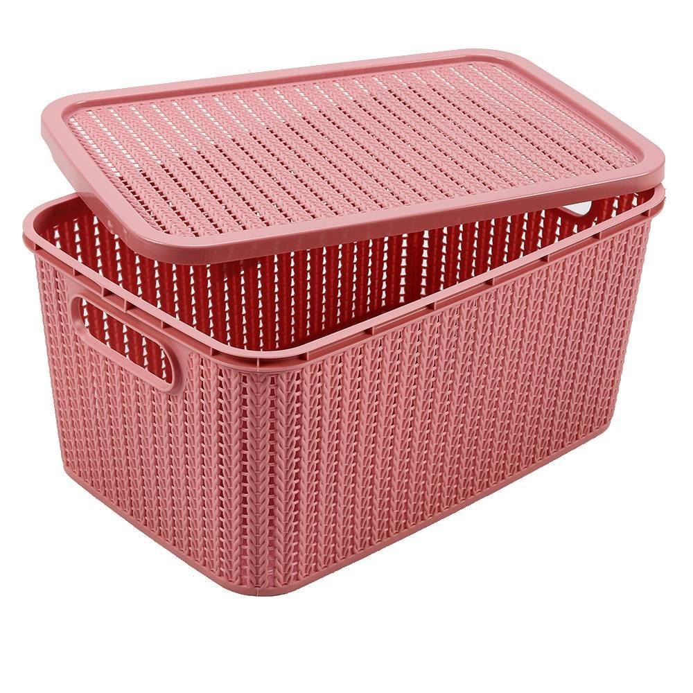 Caixa Organizadora Com Tampa Plasútil 8 Litros - Rosa