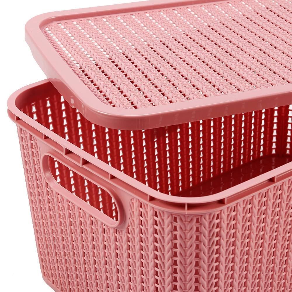 Caixa Organizadora Com Tampa Plasútil 8 Litros - Rosa