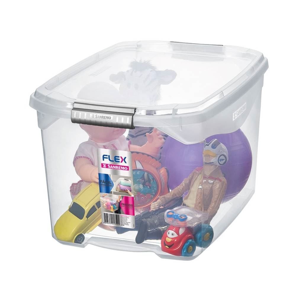 Caixa Organizadora Flex 29 Litros Sanremo - Transparente