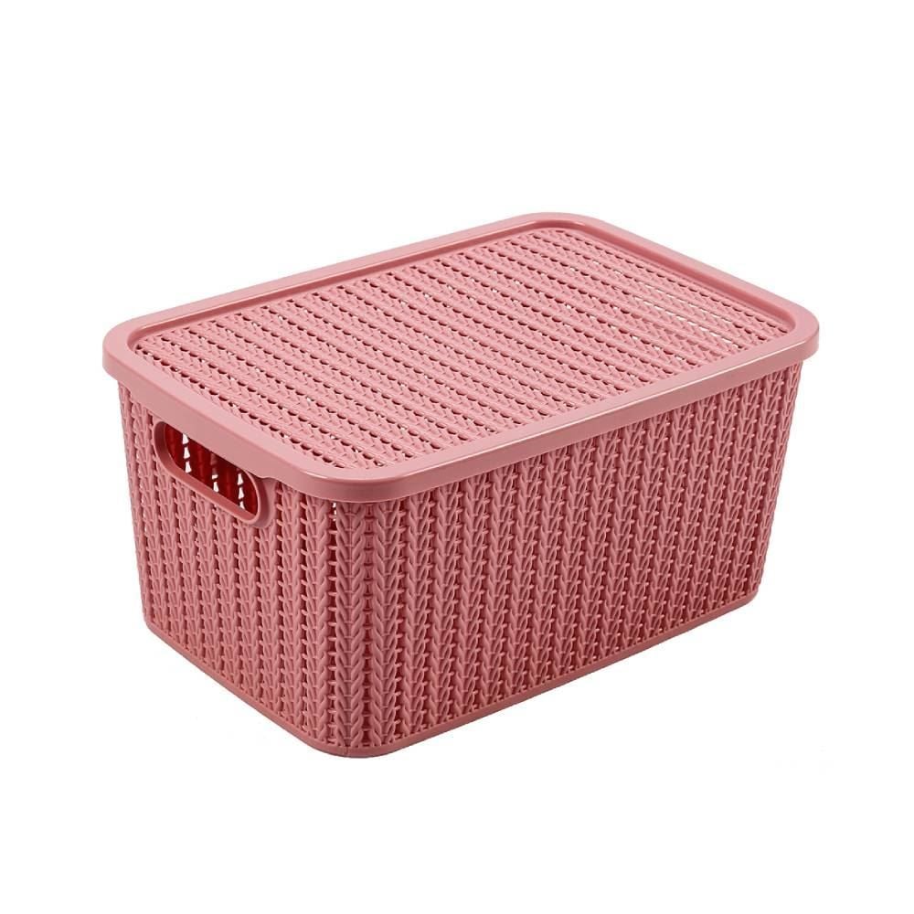 Caixa Organizadora Plasútil Com Tampa 2,8 Litros - Rosa