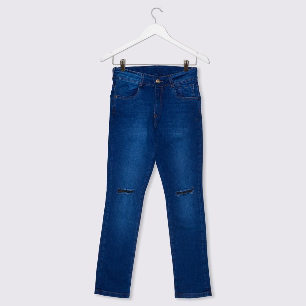 Calça 12 a 16 anos Jeans Skinny com Rasgo Hot Dog