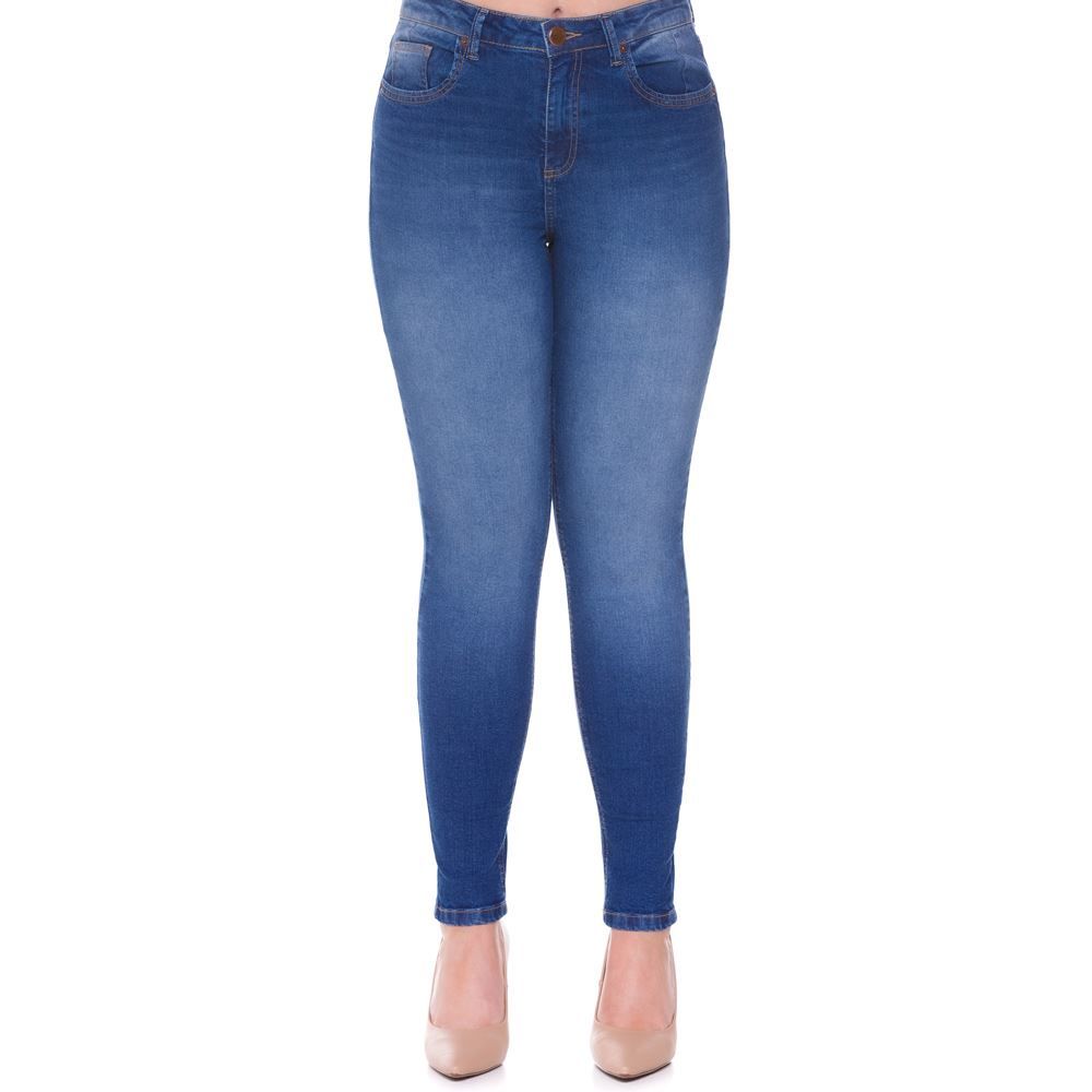 Calça Cigarrete Jeans com Used Patricia Foster