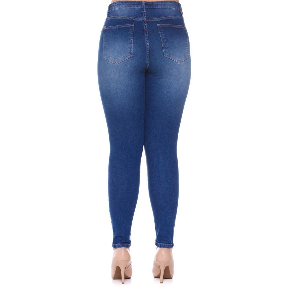 Calça Cigarrete Jeans com Used Patricia Foster