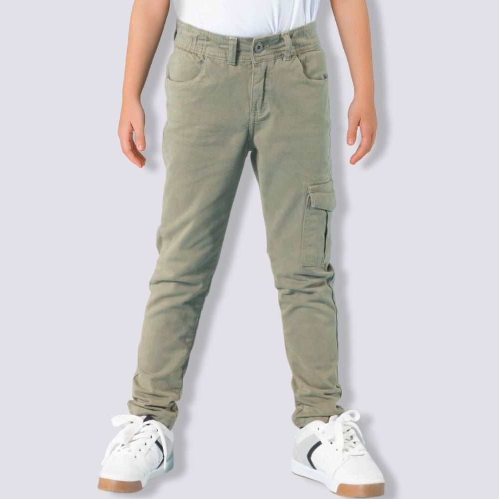Calça De Sarja Infantil Masculina Cargo 4 a 10 Anos Hot Dog