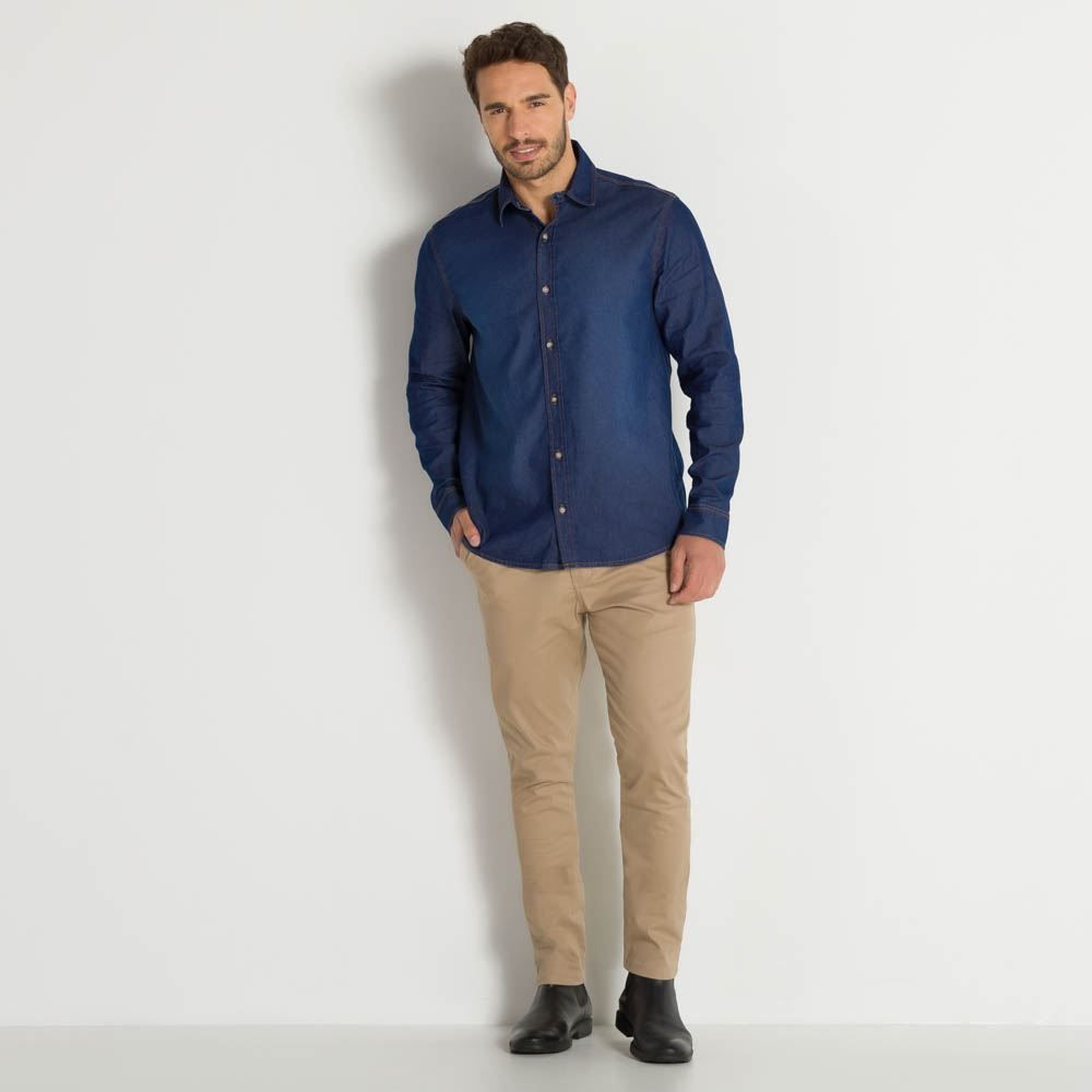 Calça Em Sarja Bolso Faca Marc Alain