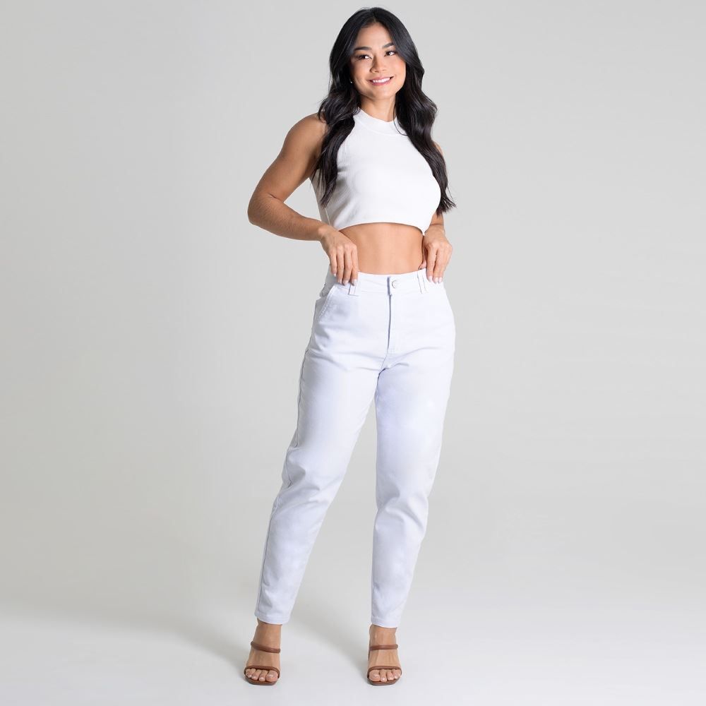 Calça Feminina Mom De Sarja Sawary