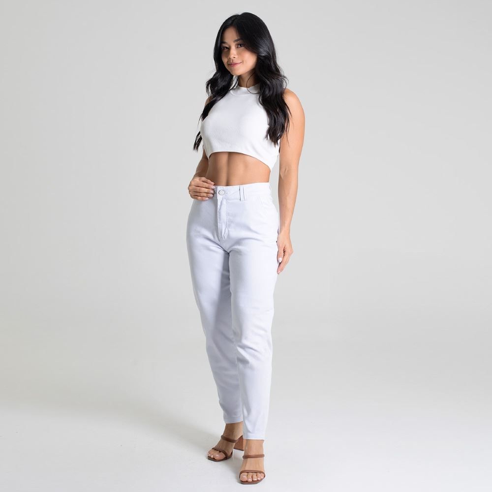 Calça Feminina Mom De Sarja Sawary