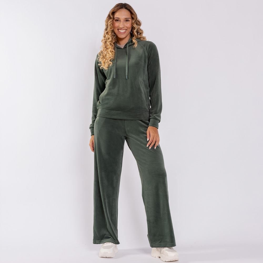 Calça Feminina Esportiva Wide Leg Em Plush Scream