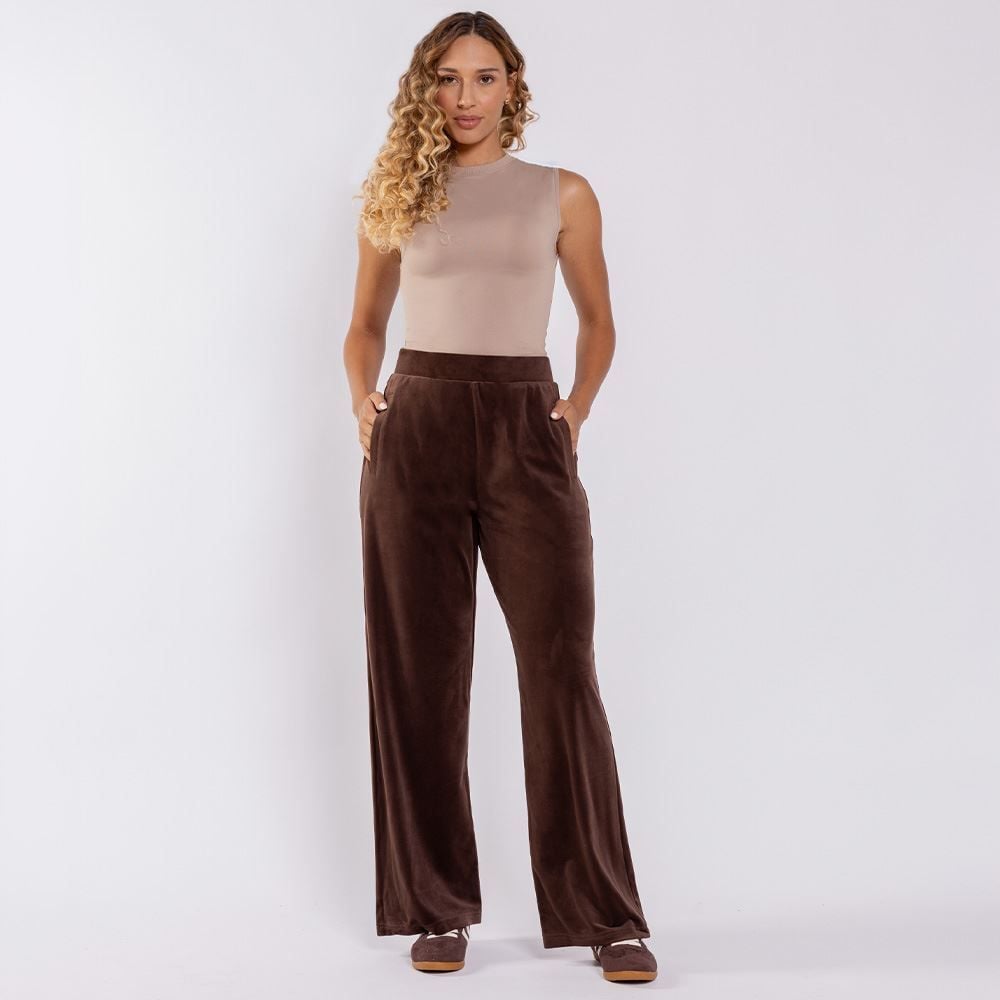 Calça Feminina Esportiva Wide Leg Em Plush Scream