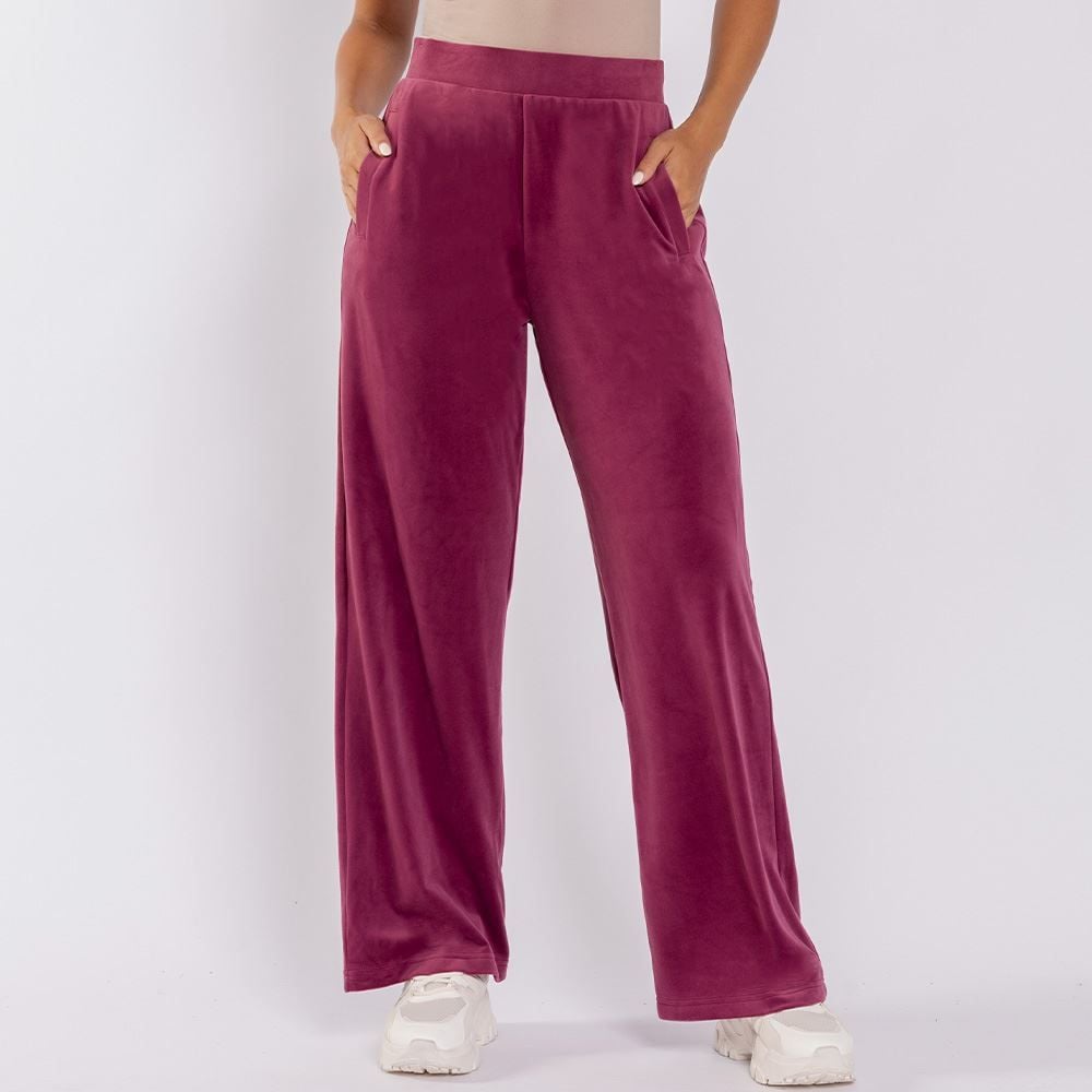 Calça Feminina Esportiva Wide Leg Em Plush Scream