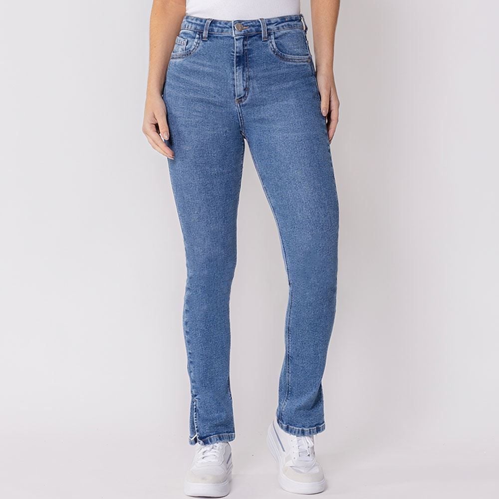 Calça Feminina Jeans Skinny Com Abertura Na Barra Patricia Foster