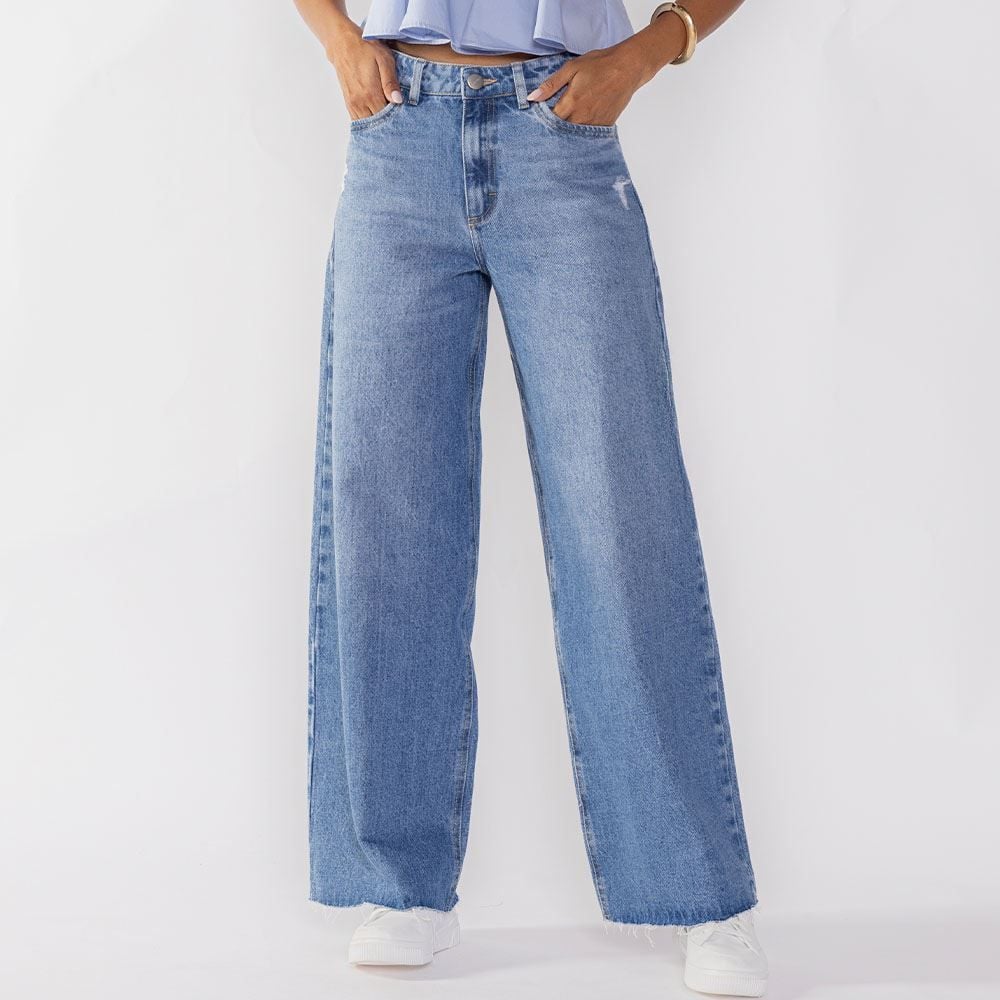 Calça Feminina Jeans Wide Leg Patricia Foster