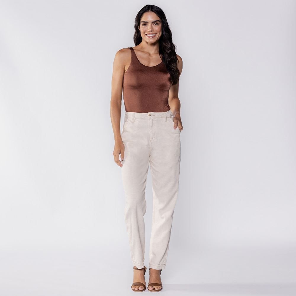 Calça Feminina Mom Em Linho Sawary