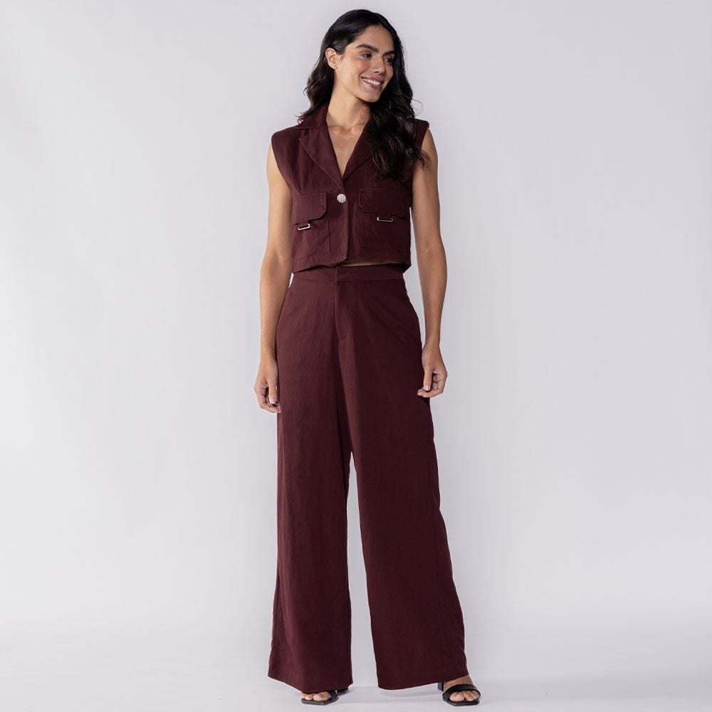 Calça Feminina Pantalona De Poliamida Patricia Foster