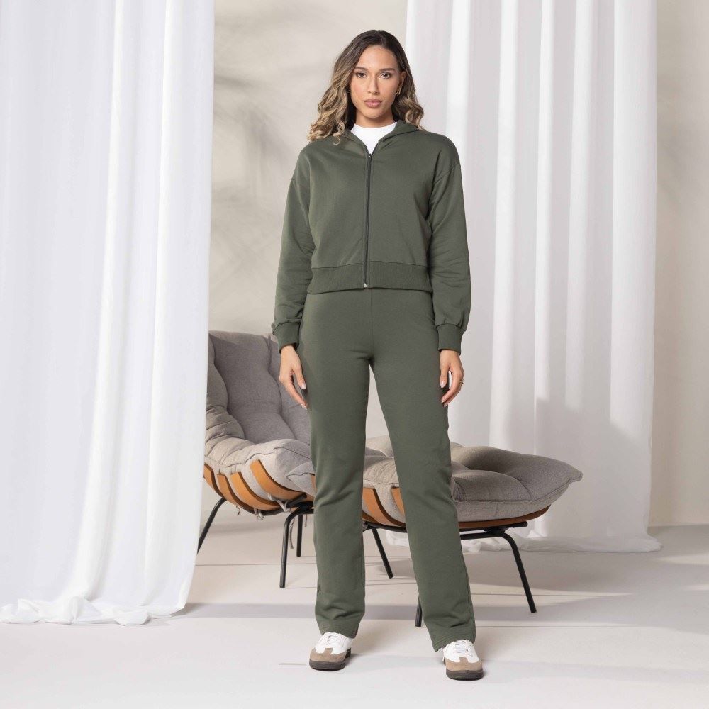 Calça Feminina Reta De Moletom Patricia Foster