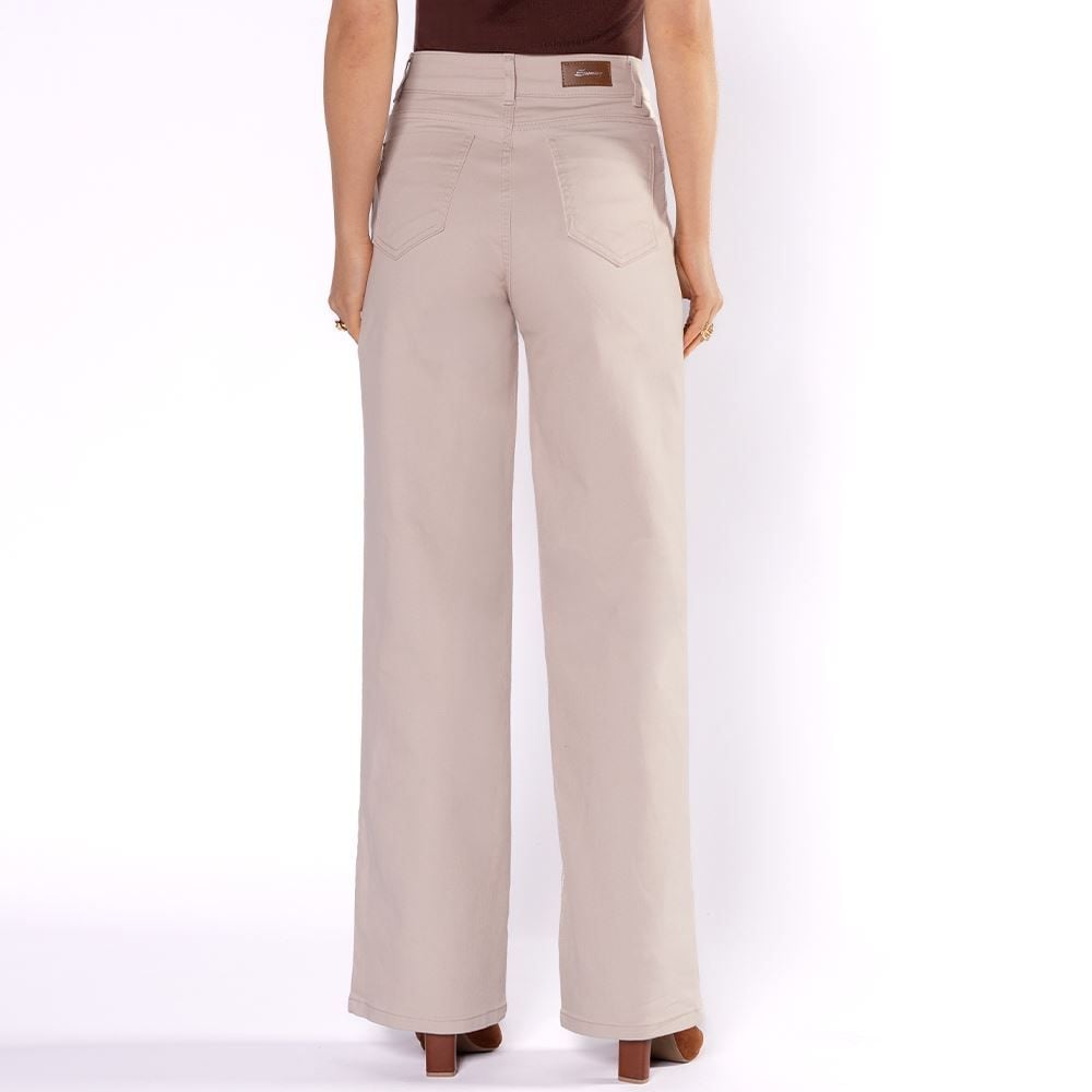 Calça Feminina Wide Leg Collor Em Sarja Sawary