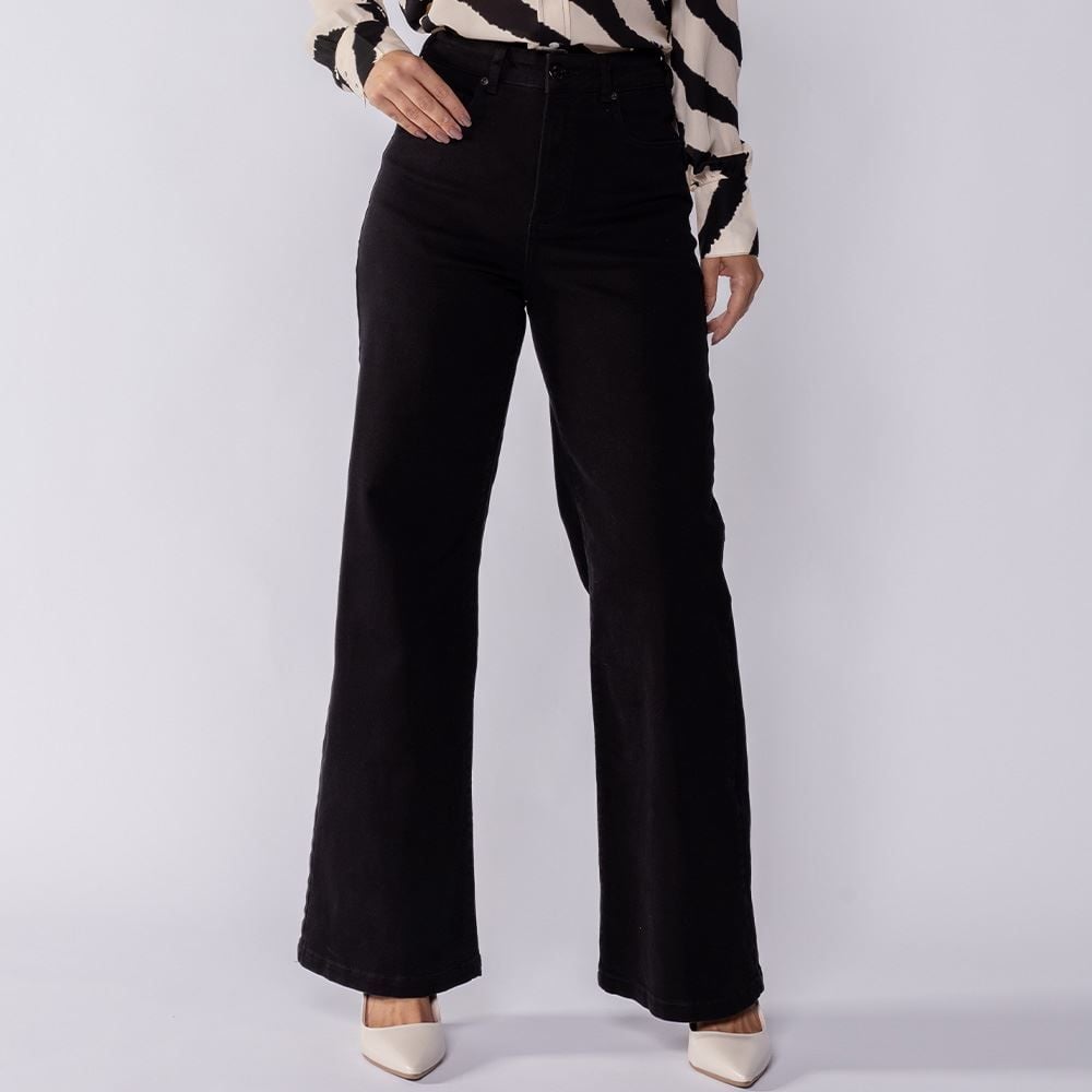 Calça Feminina Wide Leg Collor Sarja Boby Blues