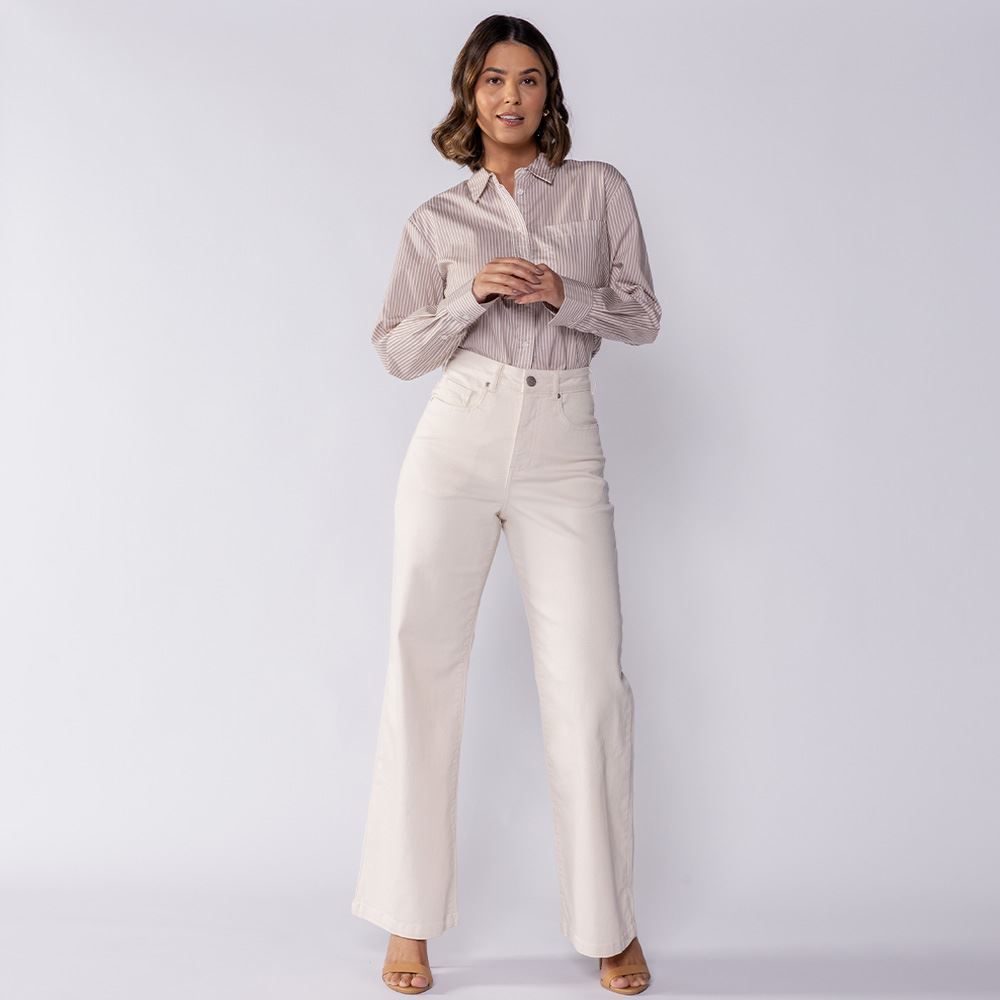 Calça Feminina Wide Leg Collor Sarja Boby Blues