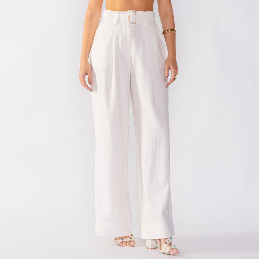 Calça Feminina Wide Leg Com Cinto Patricia Foster
