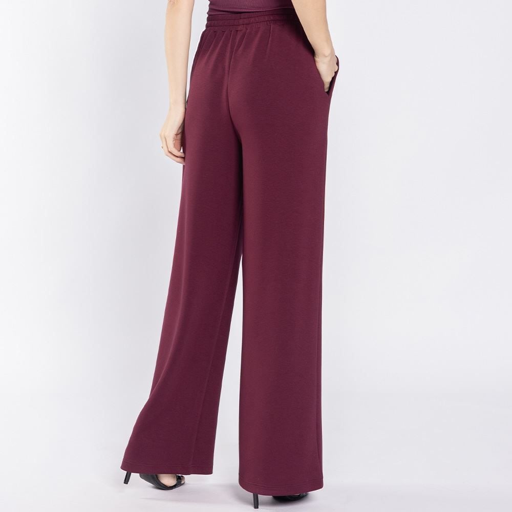 Calça Feminina Wide Leg Em Moletom Patricia Foster