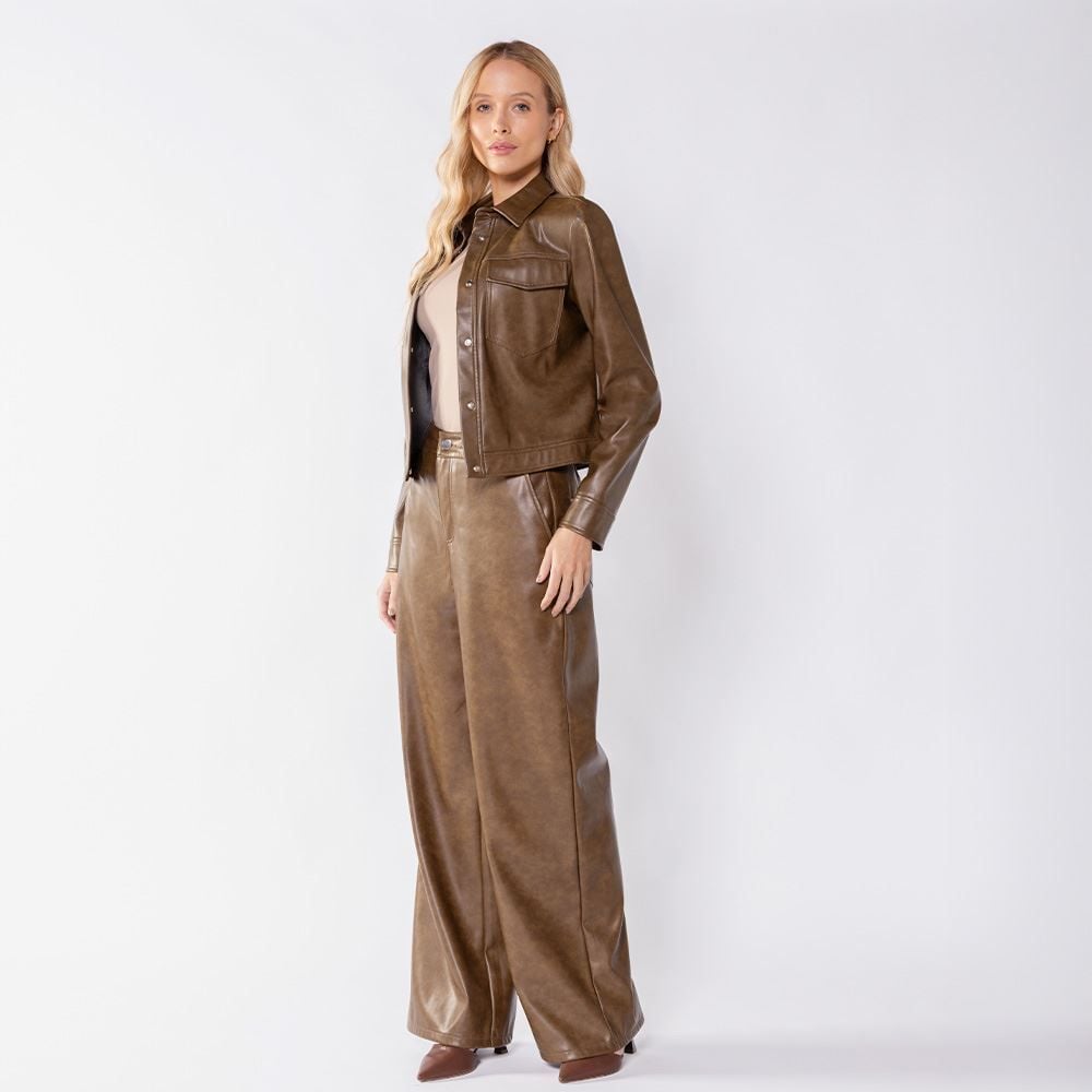 Calça Feminina Wide Leg Em PU Boby Blues