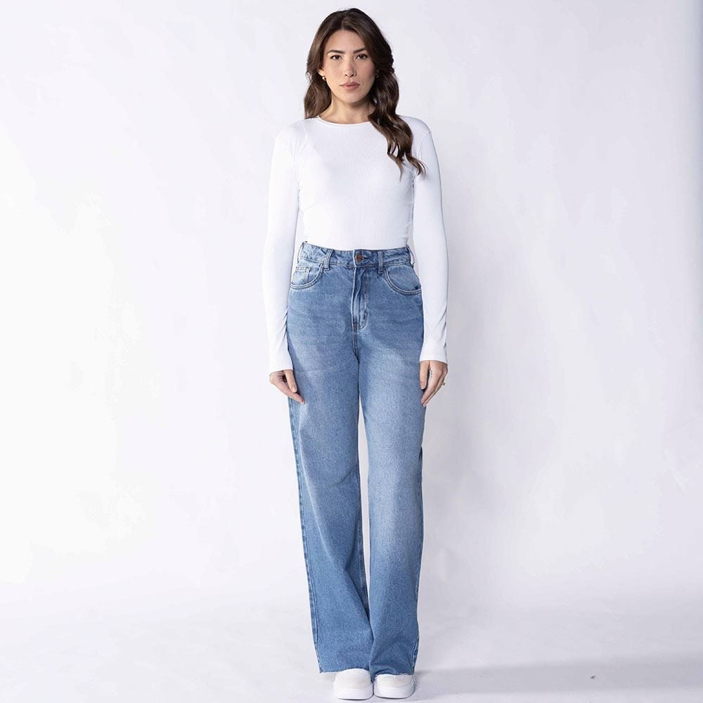 Calça Feminina Wide Leg Jeans Boby Blues