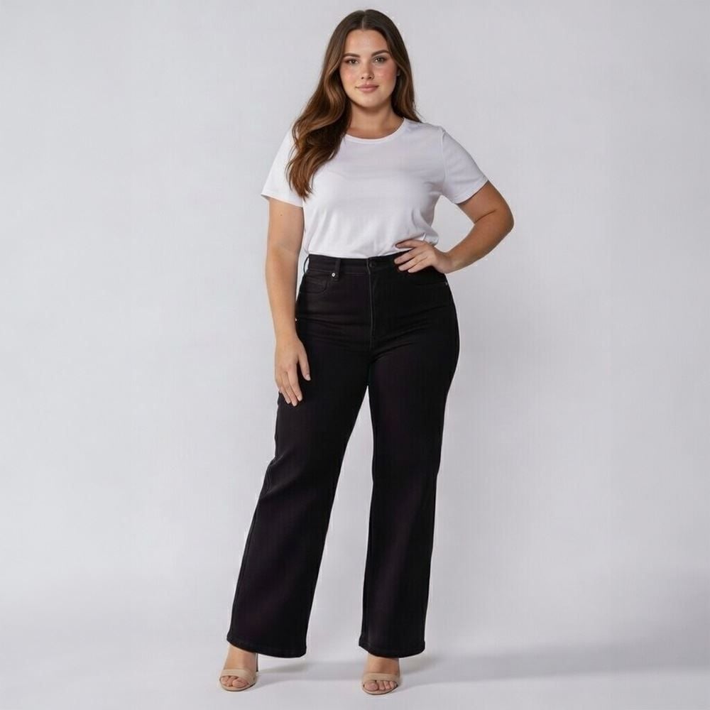 Calça Feminina Wide Leg Plus Size Em Sarja Patricia Foster Mais