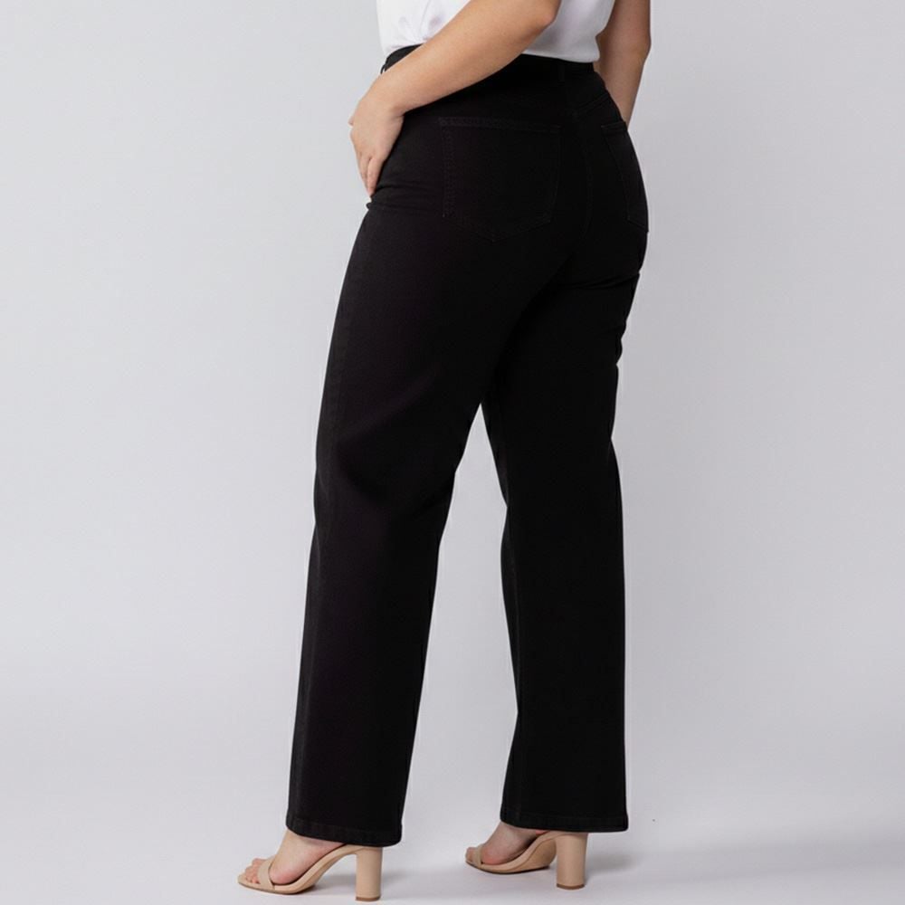 Calça Feminina Wide Leg Plus Size Em Sarja Patricia Foster Mais