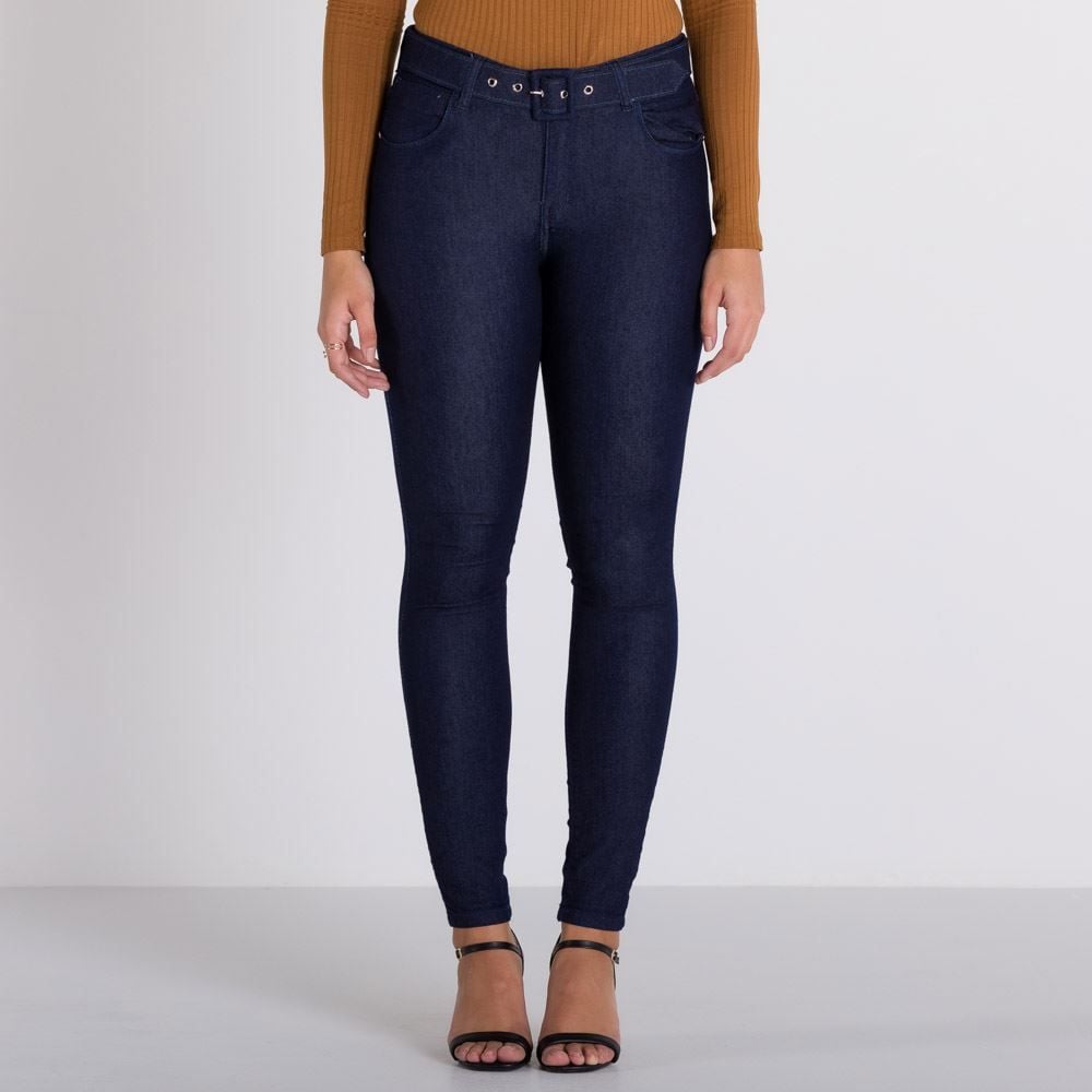 Calça Jeans Amaciada Skinny com Cinto By Sabrina Sato