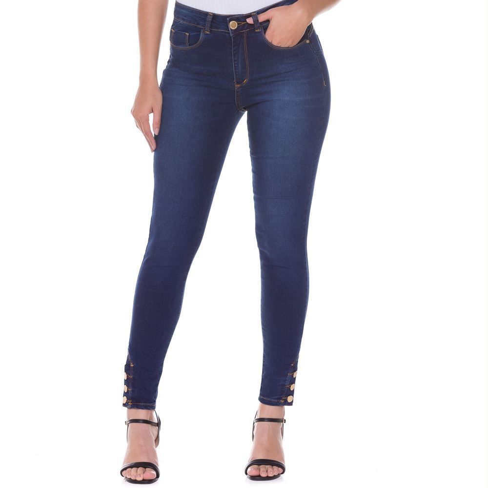 Calça Jeans Cigarrete com Botões Barra Zune By Sabrina Sato
