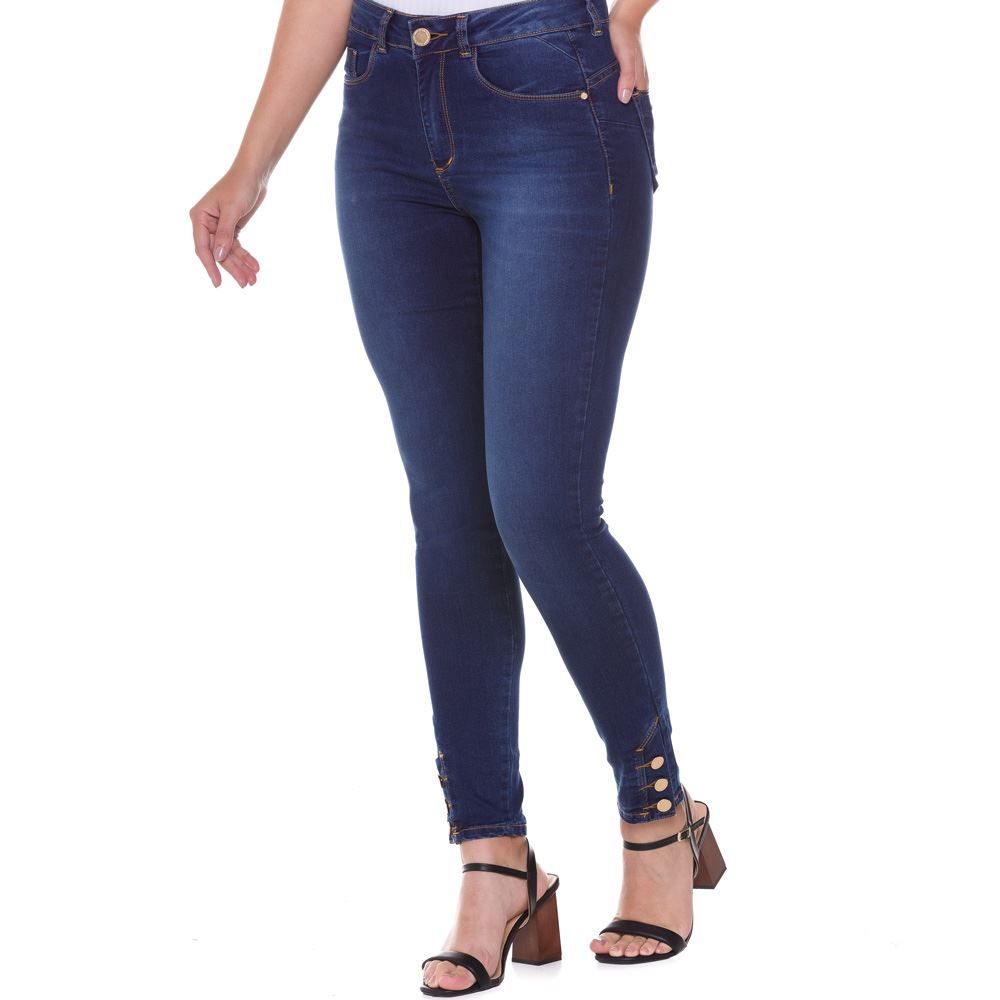 Calça Jeans Cigarrete com Botões Barra Zune By Sabrina Sato