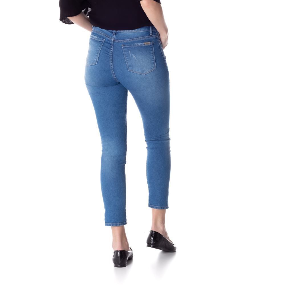 Calça Jeans Cigarrete com Puídos Contatho