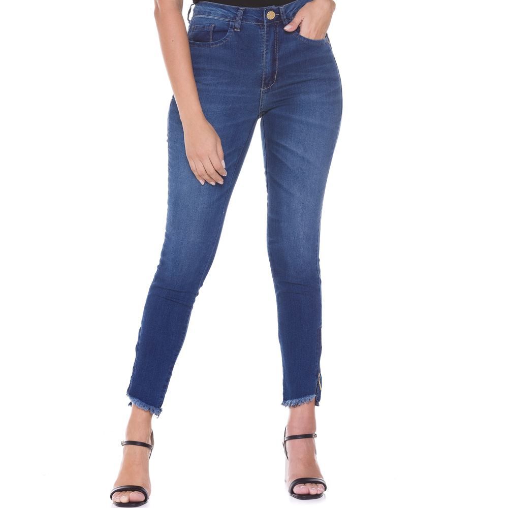 Calça Jeans Cigarrete com Zíper na Barra Zune By Sabrina Sato