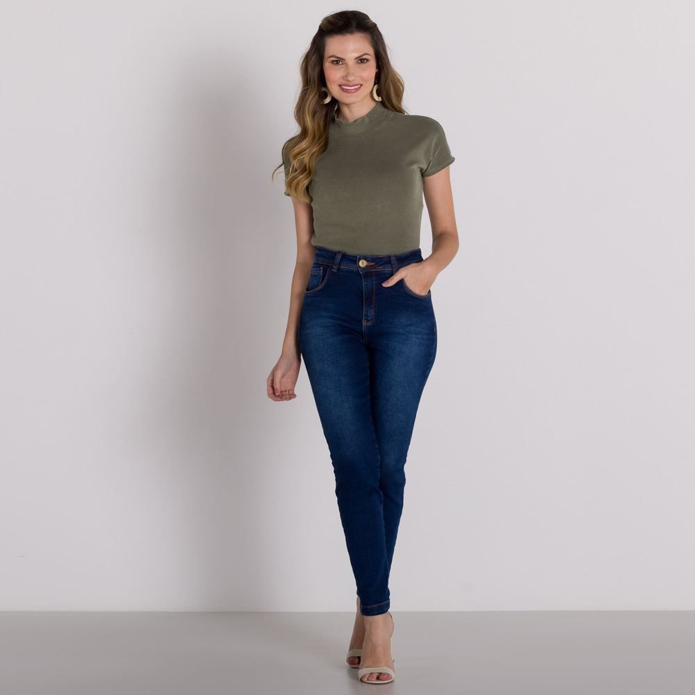 Calça Jeans Cigarrete Escura Patricia Foster