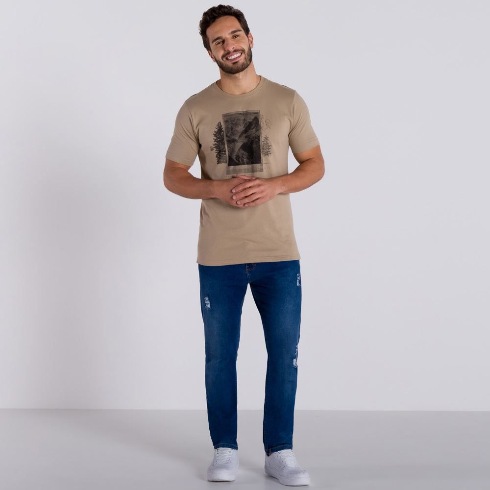 Calça Jeans com Puídos no Bolso Marc Alain